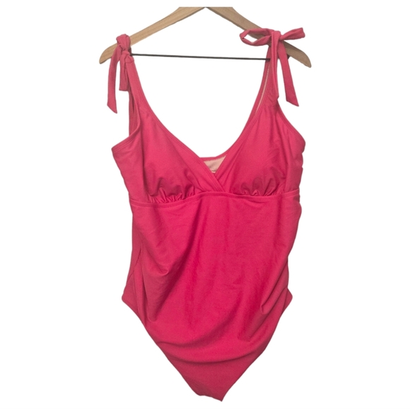 Ingrid & Isabel Other - Isabel Maternity Pink One Piece Tie Shoulder Swimsuit Size XXL
